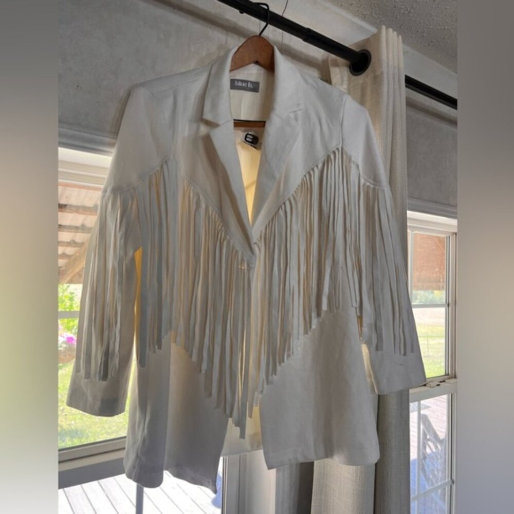 Woman’s New Off White Suede Fringe Jacket